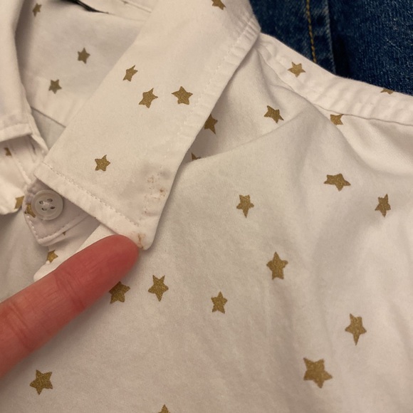 Talbots white button down gold stars petite - Picture 7 of 7